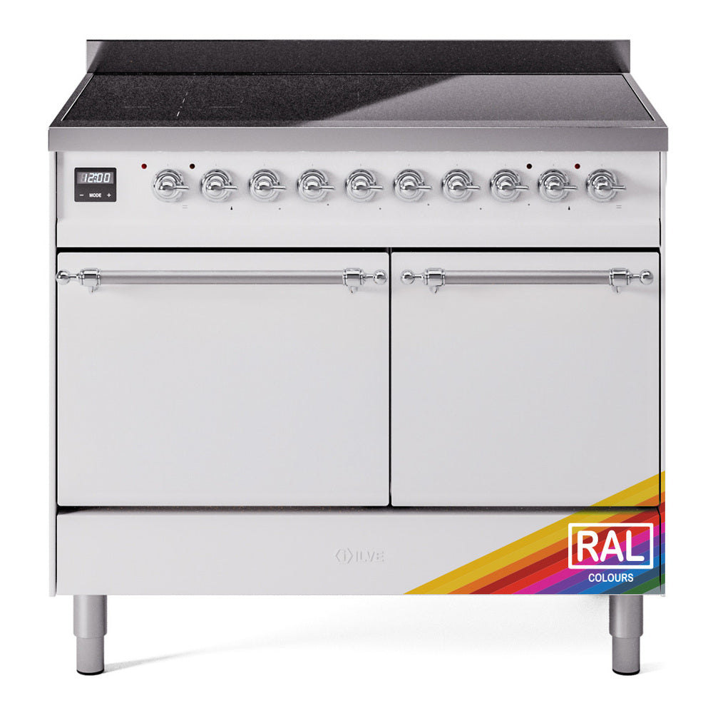 Ilve UPDI406QNMPRAC Nostalgie Ii 40 Inch Electric Freestanding Range In Ral Custom Color With Chrome Trim