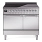 Ilve UPDI406QNMPSSC Nostalgie Ii 40 Inch Electric Freestanding Range In Stainless Steel With Chrome Trim