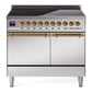 Ilve UPDI406QNMPSSG Nostalgie Ii 40 Inch Electric Freestanding Range In Stainless Steel With Brass Trim