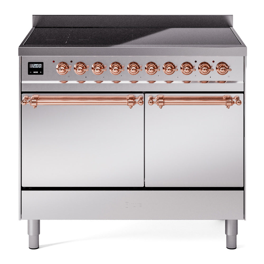 Ilve UPDI406QNMPSSP Nostalgie Ii 40 Inch Electric Freestanding Range In Stainless Steel With Copper Trim