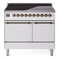 Ilve UPDI406QNMPWHB Nostalgie Ii 40 Inch Electric Freestanding Range In White With Bronze Trim