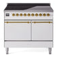 Ilve UPDI406QNMPWHG Nostalgie Ii 40 Inch Electric Freestanding Range In White With Brass Trim