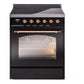 Ilve UPI304QNMPBKP Nostalgie Ii 30 Inch Electric Freestanding Range In Glossy Black With Copper Trim