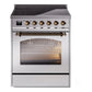 Ilve UPI304QNMPSSB Nostalgie Ii 30 Inch Electric Freestanding Range In Stainless Steel With Bronze Trim