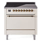 Ilve UPI366QNMPAWB Nostalgie Ii 36 Inch Electric Freestanding Range In Antique White With Bronze Trim