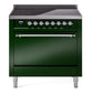 Ilve UPI366QNMPEGC Nostalgie Ii 36 Inch Electric Freestanding Range In Emerald Green With Chrome Trim