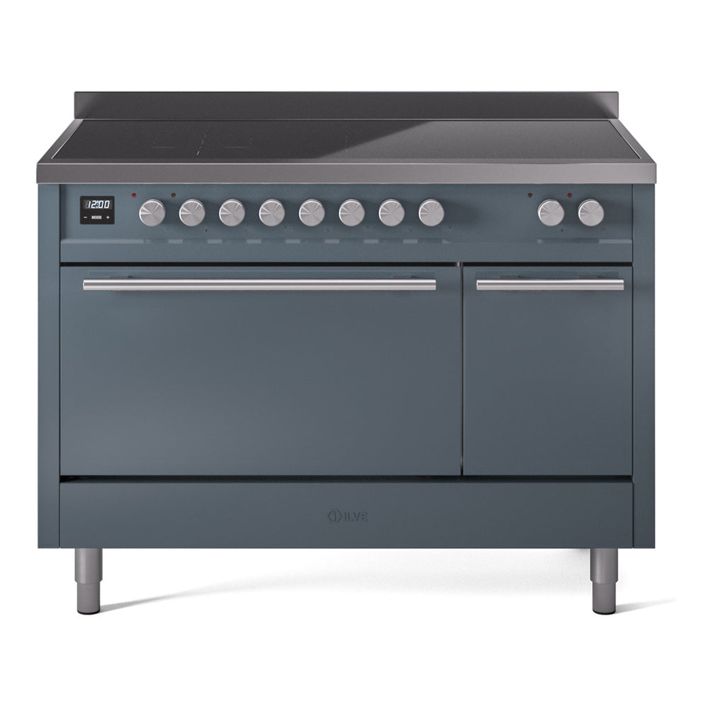 Ilve UPI486QMPBG Professional Plus Ii 48 Inch Electric Freestanding Range In Blue Grey With Trim