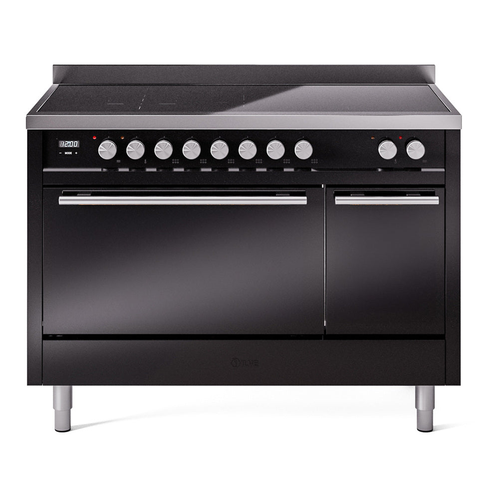 Ilve UPI486QMPBK Professional Plus Ii 48 Inch Electric Freestanding Range In Black With Trim