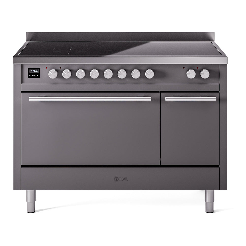 Ilve UPI486QMPMG Professional Plus Ii 48 Inch Electric Freestanding Range In Matte Graphite With Trim