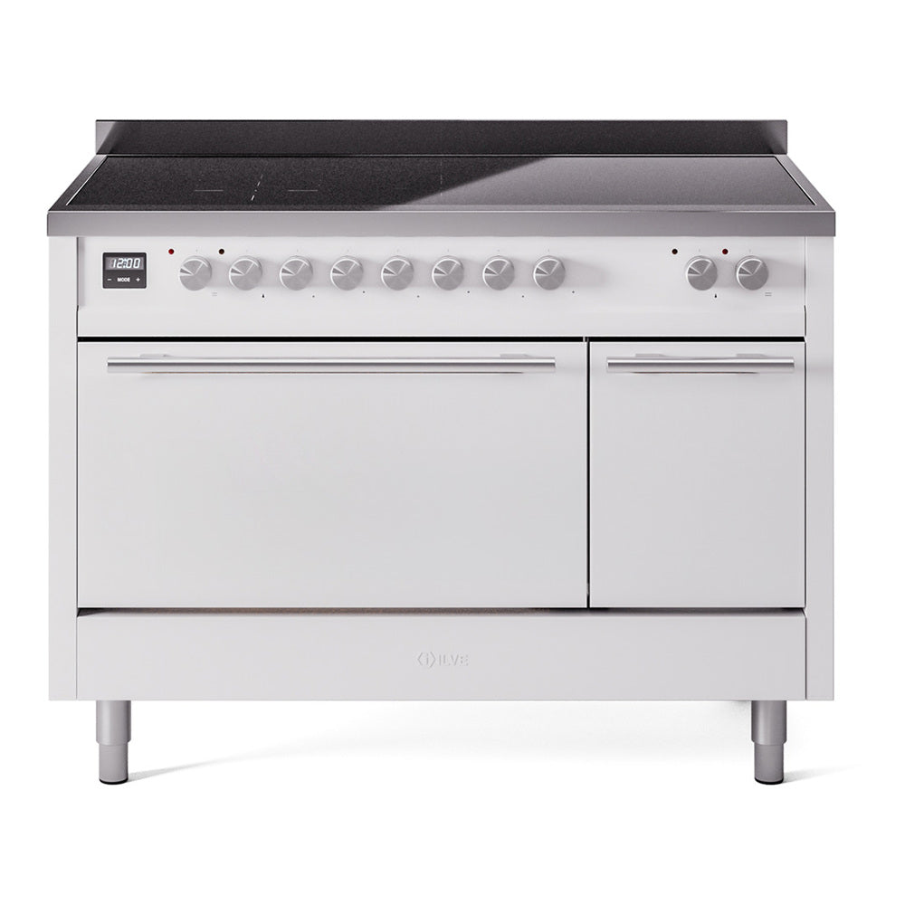 Ilve UPI486QMPWH Professional Plus Ii 48 Inch Electric Freestanding Range In White With Trim