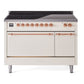 Ilve UPI486QNMPAWP Nostalgie Ii 48 Inch Electric Freestanding Range In Antique White With Copper Trim