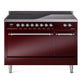 Ilve UPI486QNMPBUC Nostalgie Ii 48 Inch Electric Freestanding Range In Burgundy With Chrome Trim