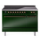 Ilve UPI486QNMPEGB Nostalgie Ii 48 Inch Electric Freestanding Range In Emerald Green With Bronze Trim