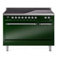 Ilve UPI486QNMPEGC Nostalgie Ii 48 Inch Electric Freestanding Range In Emerald Green With Chrome Trim