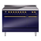 Ilve UPI486QNMPMBG Nostalgie Ii 48 Inch Electric Freestanding Range In Blue With Brass Trim