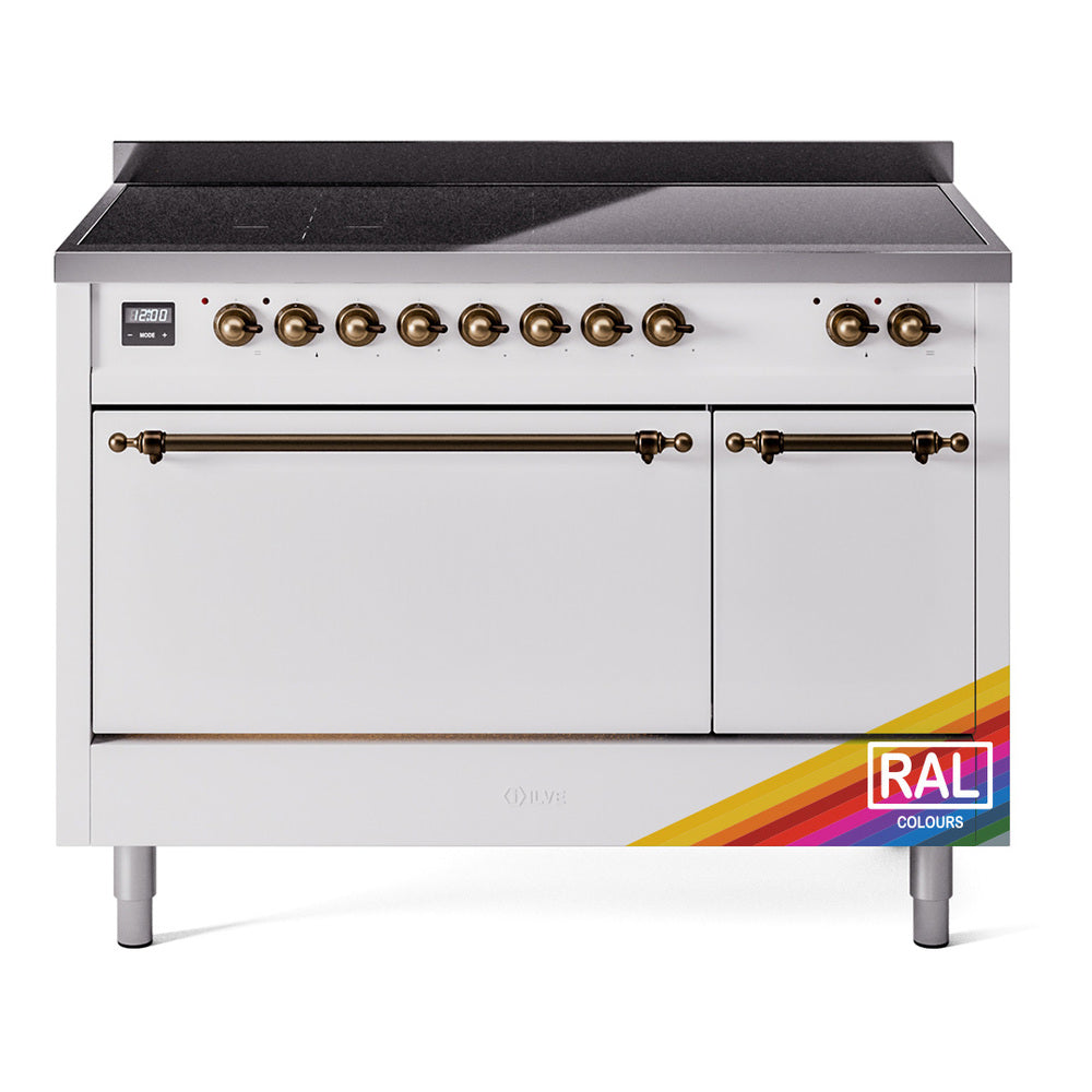 Ilve UPI486QNMPRAB Nostalgie Ii 48 Inch Electric Freestanding Range In Ral Custom Color With Bronze Trim