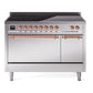 Ilve UPI486QNMPSSP Nostalgie Ii 48 Inch Electric Freestanding Range In Stainless Steel With Copper Trim