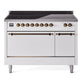 Ilve UPI486QNMPWHB Nostalgie Ii 48 Inch Electric Freestanding Range In White With Bronze Trim