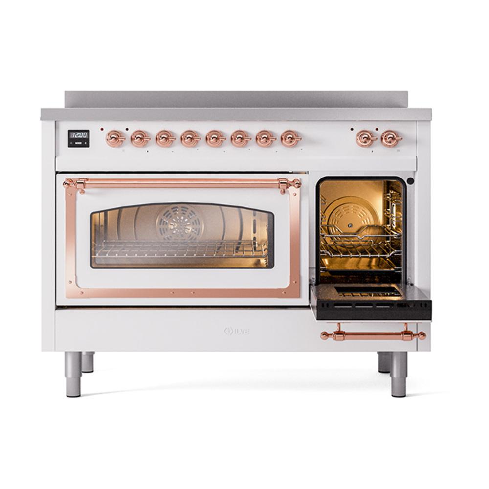 Ilve UNI486NMPWHP Ilve Uni486Nmpwhp Nostalgie Ii Noblesse 48" Induction Range (Triple Glass Door, White, Copper)