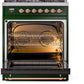 Ilve UP30NMPEGPLP Nostalgie Ii 30 Inch Dual Fuel Liquid Propane Freestanding Range In Emerald Green With Copper Trim