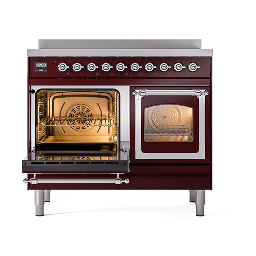 Ilve UNDI406NMPBUC Ilve Undi406Nmpbuc Nostalgie Ii Noblesse 40" Induction Range (Triple Glass Door, Burgundy, Chrome)