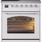 Ilve UPI304NMPWHC Nostalgie Ii 30 Inch Electric Freestanding Range In White With Chrome Trim