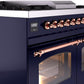 Ilve UPD40FNMPMBPLP Nostalgie Ii 40 Inch Dual Fuel Liquid Propane Freestanding Range In Blue With Copper Trim