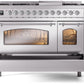 Ilve UP48FNMPSSC Nostalgie Ii 48 Inch Dual Fuel Natural Gas Freestanding Range In Stainless Steel With Chrome Trim