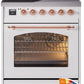 Ilve UPI304NMPRAP Nostalgie Ii 30 Inch Electric Freestanding Range In Ral Custom Color With Copper Trim