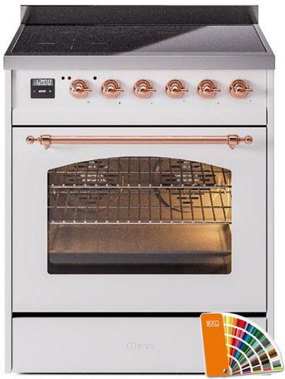 Ilve UPI304NMPRAP Nostalgie Ii 30 Inch Electric Freestanding Range In Ral Custom Color With Copper Trim