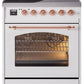 Ilve UPI304NMPWHP Nostalgie Ii 30 Inch Electric Freestanding Range In White With Copper Trim