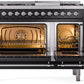 Ilve UP48FNMPBKCLP Nostalgie Ii 48 Inch Dual Fuel Liquid Propane Freestanding Range In Glossy Black With Chrome Trim