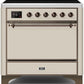 Ilve UMI09QNS3AWB Majestic Ii 36 Inch Electric Freestanding Range In Antique White With Bronze Trim