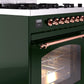 Ilve UP30NMPEGP Nostalgie Ii 30 Inch Dual Fuel Natural Gas Freestanding Range In Emerald Green With Copper Trim