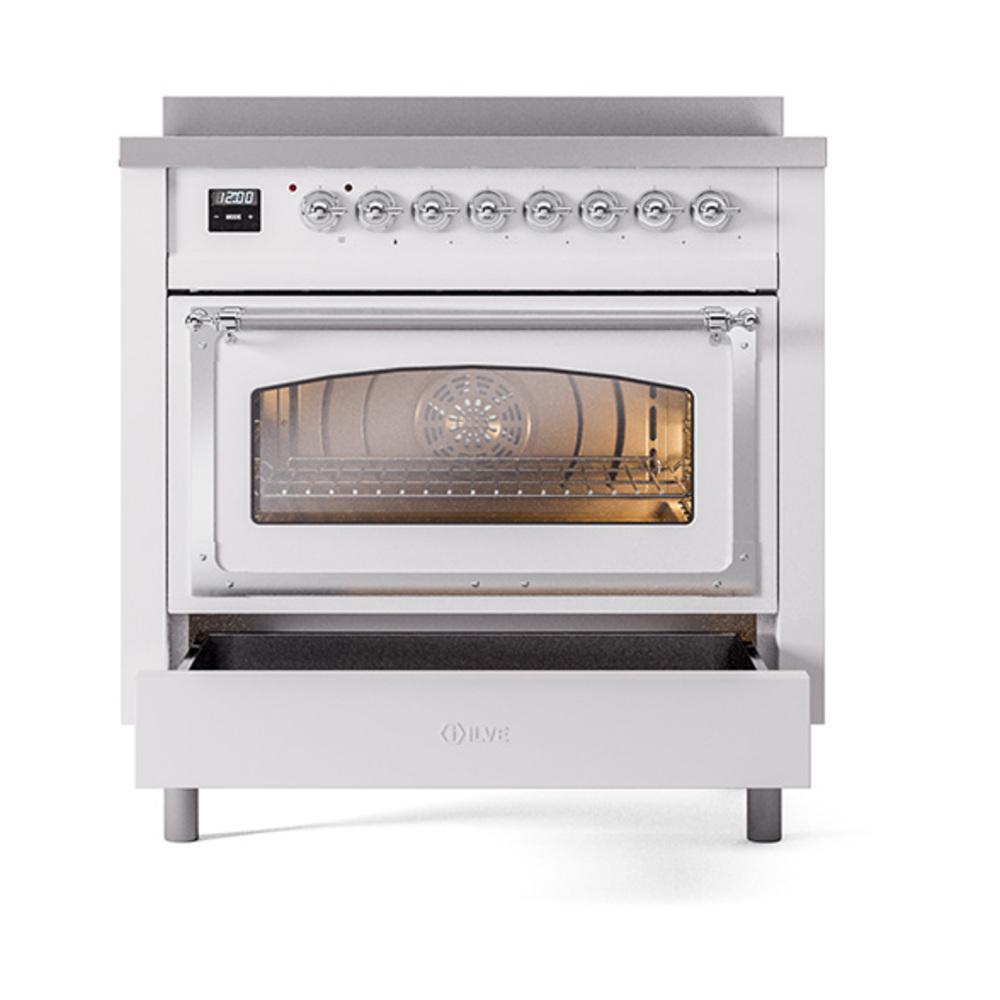 Ilve UNI366NMPWHC Ilve Uni366Nmpwhc Nostalgie Ii Noblesse 36" Induction Range (Triple Glass Door, White, Chrome)