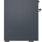 Ilve UP36FNMPBGGLP Nostalgie Ii 36 Inch Dual Fuel Liquid Propane Freestanding Range In Blue Grey With Brass Trim