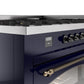 Ilve UP60FNMPMBBLP Nostalgie Ii 60 Inch Dual Fuel Liquid Propane Freestanding Range In Blue With Bronze Trim