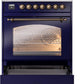 Ilve UP30NMPMBBLP Nostalgie Ii 30 Inch Dual Fuel Liquid Propane Freestanding Range In Blue With Bronze Trim