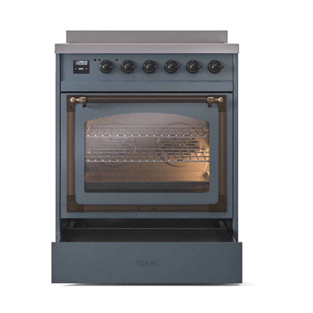 Ilve UNI304NMPBGB Ilve Uni304Nmpbgb Nostalgie Ii Noblesse 30" Induction Range (Triple Glass Door, Blue Grey, Burnished)