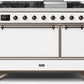 Ilve UM12FDQNS3WHBLP Majestic Ii 48 Inch Dual Fuel Liquid Propane Freestanding Range In White With Bronze Trim