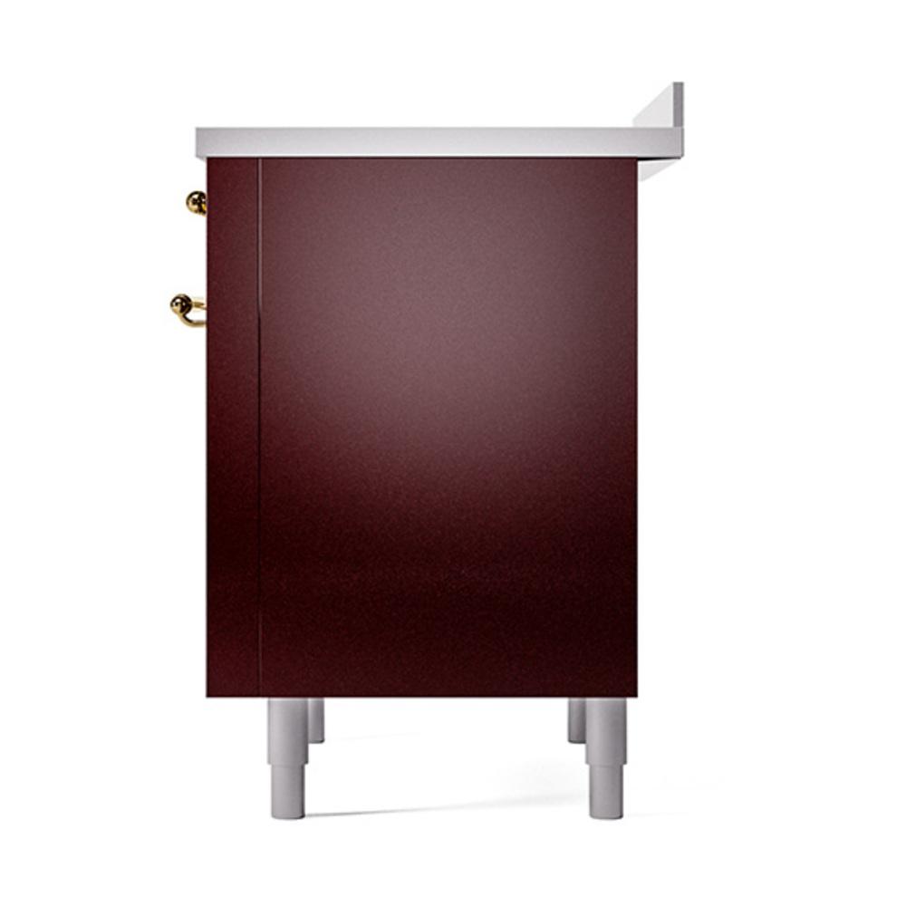 Ilve UNI366QNMPBUG Ilve Uni366Qnmpbug Nostalgie Ii Noblesse 36" Induction Range (Solid Door, Burgundy, Brass)