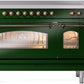 Ilve UPI486NMPEGB Nostalgie Ii 48 Inch Electric Freestanding Range In Emerald Green With Bronze Trim