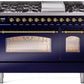 Ilve UP48FNMPMBGLP Nostalgie Ii 48 Inch Dual Fuel Liquid Propane Freestanding Range In Blue With Brass Trim