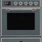 Ilve UM30DNE3BGC Majestic Ii 30 Inch Dual Fuel Natural Gas Freestanding Range In Blue Grey With Chrome Trim