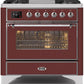 Ilve UM09FDNS3BUCLP Majestic Ii 36 Inch Dual Fuel Liquid Propane Freestanding Range In Burgundy With Chrome Trim