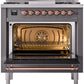 Ilve UP36FNMPMGP Nostalgie Ii 36 Inch Dual Fuel Natural Gas Freestanding Range In Matte Graphite With Copper Trim