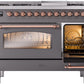 Ilve UP48FNMPMGP Nostalgie Ii 48 Inch Dual Fuel Natural Gas Freestanding Range In Matte Graphite With Copper Trim