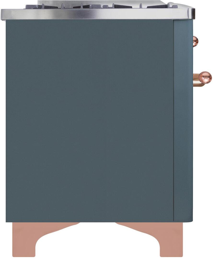 Ilve UMD10FDNS3BGP Majestic Ii 40 Inch Dual Fuel Natural Gas Freestanding Range In Blue Grey With Copper Trim