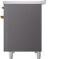 Ilve UPI486NMPMGG Nostalgie Ii 48 Inch Electric Freestanding Range In Matte Graphite With Brass Trim