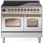 Ilve UPDI406NMPSSG Nostalgie Ii 40 Inch Electric Freestanding Range In Stainless Steel With Brass Trim